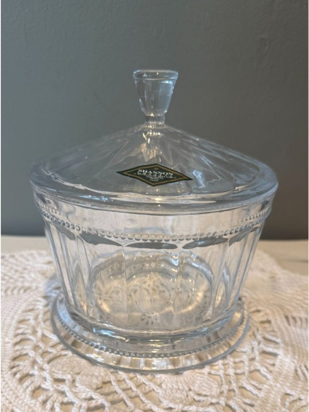 Shannon Crystal Covered Candy Dish Bohemia Crystal Lidded Trinket Box Beaded Gla